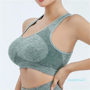 Yoga -outfit vrouwen sport beha top push up fitness ondergoed ademende lopende vest gym draadloze kleding sexy winter verfraaien terug