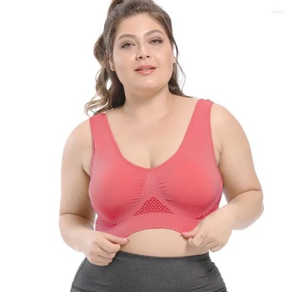 Traje de yoga Mujeres Deportes Bras Fitness Gym Running Ropa interior Sujetador a prueba de golpes S-6XL Malla sin costuras Tallas grandes Crop Top Chaleco Transpirable