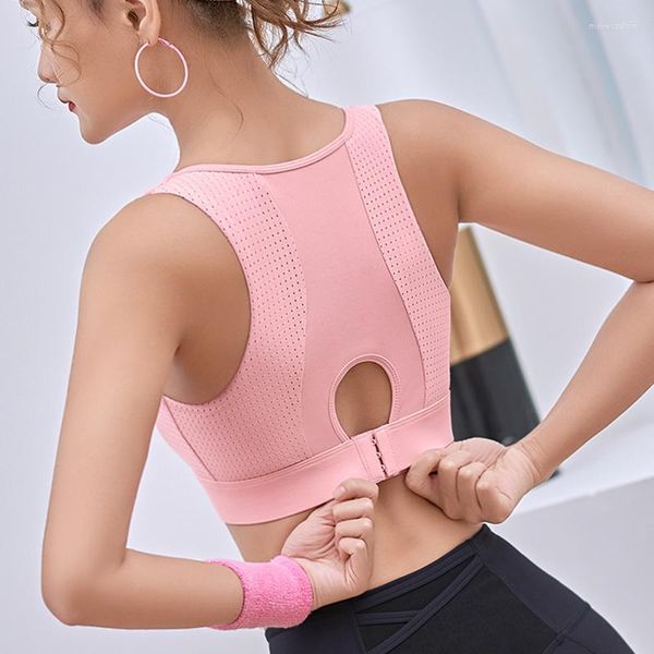 Conjunto de Yoga para mujer, sujetadores deportivos, sujetador de gimnasio de alto impacto, camisetas sin mangas cortas para correr, chaleco con almohadilla de látex fija para niñas, ropa activa de secado rápido para mujer