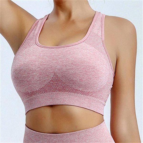 Yoga Outfit Femmes Sports Bras Collants Crop Top Gilet Plus Taille Sangle réglable Antichoc Gym Fitness Athlétique Brassiere Doux