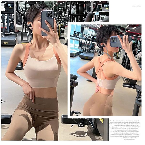 Yoga Outfit Femmes Sports BraStraps High Impact Pour Gym Femme Pad Sportswear Débardeur Sport Push Up Bralette Sans Anneau En Acier