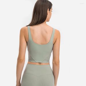 Yoga Outfit Femmes Sport Tank Sexy Crop Top Fitness Bra Gym Run Haute Qualité Gilet Antichoc Avec Poitrine Pad Push Up Sous-Vêtements Vêtements