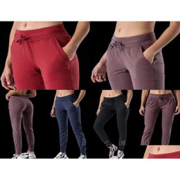 Yoga -outfit dames stof naakt feel workout sport joggers broek dames taille dstring fitness hardlopen zweetpant met twee side pocke2033 dhaxy
