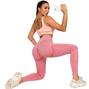 Tenue de yoga Leggings sans couture pour femmes taille haute bonne extensibilité entraînement pantalon de gymnastique serré contrôle du ventre compression sportive