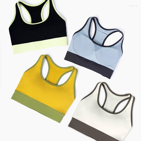 Atuendo de yoga Wyplosz Crop Top Mujeres Bras Gym Sport Rendimiento Sportswear Sportsed Fitness Medial Fuerza medial Lycra Patchwork Fabils Pocket Running