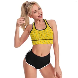 Yoga Outfit Jaune Banane Sport Soutien-gorge Fruit Imprimer U Cou Fitness Soutien Raceback Crop Bras Plage Haut Respirant Pour Les Femmes