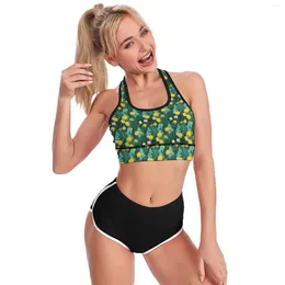 Yoga Outfit Jaune Pissenlit U Cou Sport Soutien-Gorge Plantes Imprimer Soutien Raceback Crop Bras Active Sexy Top Pour Dame