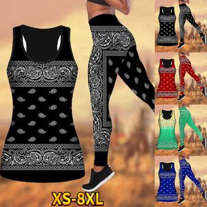 Yoga Outfit Tenue de Yoga pour femmes mode Bandana modèle 3D imprimé jambières d'exercices Fitness sport Gym course soulever les hanches costume XS-8XL P230504