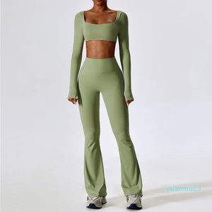 Yoga Outfit Yoga Set 2PCS Seamless Women Sportswear Workout Clothes Athletic Wear Gym Legging Fitness Bra Crop Top Long Sleeve Sports Suits
