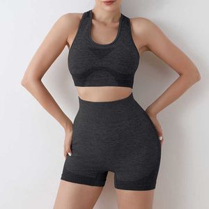 Yoga -outfit yoga set gym set workout kleding voor vrouwen naadloze leggings sport beha pak vrouwelijke kleding hoge taille shorts p230504