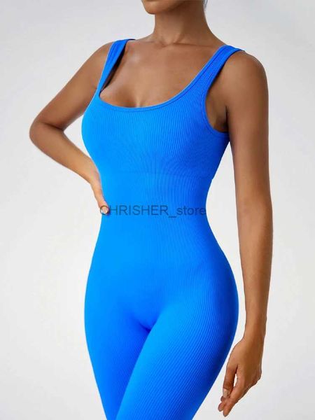 Tenue de yoga Yoga Set Women's Tracksuit Suit Yoga Assurices One Piece Workout Long Mancheve Rompers Sportswear Gym Set Workout Vêtements pour Women2312211