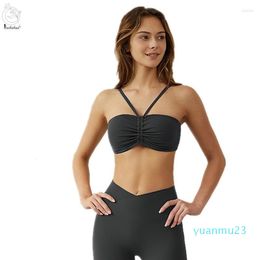 Yoga Outfit Yushuhua Halter Fold Bra Top Woman Beauty Back Fitness Run Bras Gym Push Ups Sportondergoed Vrouwen Sportkleding