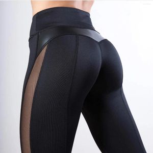 Trajes de yoga 2023 Moda Sexy Black Fitness Leggings Gimnasio para mujer Pantalones deportivos Pantalones deportivos Entrenamiento Patchwork Pantalones