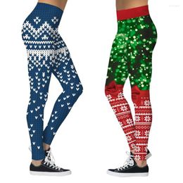 Yoga -outfits 2024 Autumn Women Fashion Love Stars 3D Pattern Print Taille Kerstmis Running Sports broek broek #f