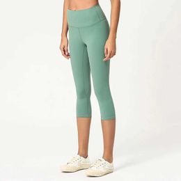 Trajes de yoga 3/4 Longitud de calzoncillos de cintura alta a prueba de cuclillas Medias de entrenamiento recortado Mujer Sports Gym Flex Leggings T240601