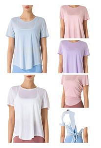 Tenues de yoga vêtements 2022 combinaison de fitness pour femmes à manches courtes en cours d'exécution rose être rose violet blanc 3168396