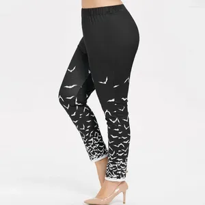 Yoga -outfits Fashion Leggings Sport Women Fitness Nieuwheid Plus Size Bat Halloween Print Elastische taille Casual Pants #D