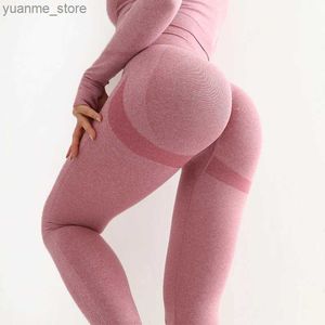 Yoga Tenues Fitness Women Sport Leggings sans couture LEGGINGS HIGH TAILLE ÉLASTIQUE SOLID YOGA LEGGINGS Gym Trainage Joggings Pantal