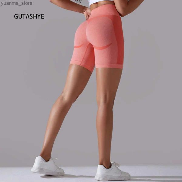 Trajes de yoga gutashye sexy sin costuras elevador de cadera de cintura alta Peach ajustable pantalones de yoga transpirable gimnasio gimnasio de yoga al aire libre pantalones Y240410