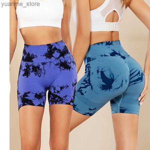 Trajes de yoga Alta elasticidad NUEVA Moda Fashion Biker Shorts Ladies Fitness Fitness Tummy Sports Booty Women Gym Shorts Y240410