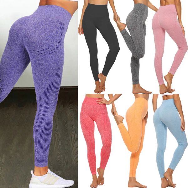 Trajes de yoga Leggings sin costuras de cintura alta Push Up Leggins Deporte Mujeres Fitness Pantalones para correr Pantalones elásticos de energía Gym Girl Medias