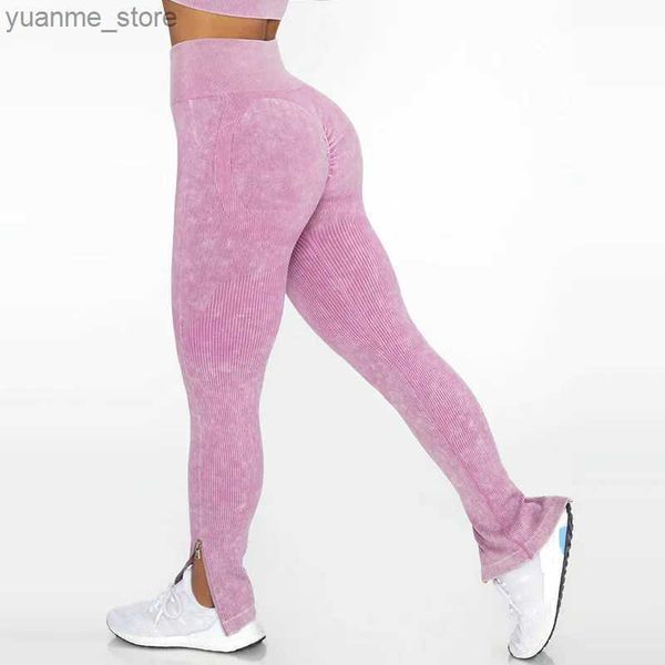 Trajes de yoga Venta caliente Mujer Scrunch Booty Tie Dye Pantalones de yoga reciclados Push Up Sportswear Fitness Teting Marble Leggings Y240410