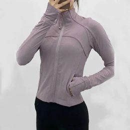 Roupas de Yoga Manga Longa Cortada Jaqueta Esportiva Lu-38 Mulheres Zip Fitness Inverno Quente Ginásio Top Activewear Running Coats Roupas de Treino Wo 21