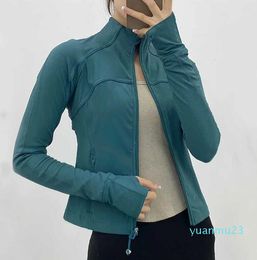 Yoga-outfits lange mouw bijgesneden sportjack Lu-38 dames zip fitness winter warme gym top activewear hardloopjassen workout kleding vrouw 06