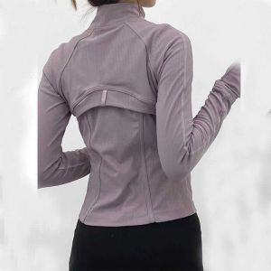 Yoga-outfits Cropped sportjack met lange mouwen LU-38 Dames Rits Fitness Winter Warm Gymtop Sportkleding Hardloopjassen Trainingskleding Dames Hot Sale Designer