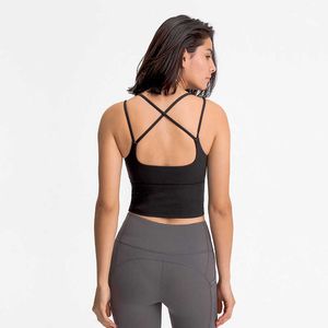 Tenues de yoga LU-30 Fitness Running Bra Sous-vêtements de sport Femmes Gilet haute intensité Antichoc Rassemblement Sportswear Cross-Shape Tank Tops Avec Pad