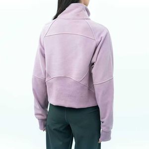 Trajes de yoga LU-99 Mujeres Fitness Sudaderas con capucha Chaqueta para correr Damas Deporte Media cremallera Sudadera gruesa suelta Estilo corto Abrigo con vellón Thumb22