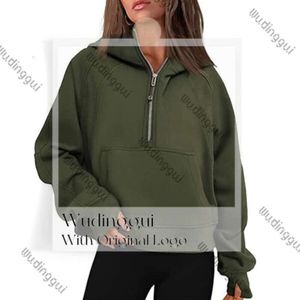 Yoga tenues Lu Women Fitness Hoodies Runing Veste Ladies Sport Scubas femme Malf Zip Sweatshirt épais M manteau de style court lâche avec des vêtements de sport à trous de pouce en molleton 803