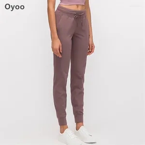 Yoga-outfits Oyoo Vrouwelijke joggingbroek met trekkoord, hoge taille en zak Zachte joggingbroek Sport Femme Gym Running Tights