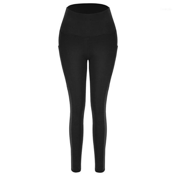 Tenues de yoga pantalons pour femmes avec poches leggings taille haute entraînement noir gris