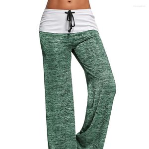 Tenues de yoga Patchwork Boot Cut Pant High Waist Elastic Elastic Pantal Pantalon Lacet Up Fitness Loose Dancing