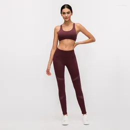 Tenues de yoga Raibaallu Automne Leggings Pantalons en maille cousus Sensation nue Séchage rapide Respirant Femme Courir Neuvième