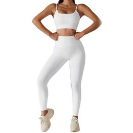 Yoga -outfits geribbeld fitnesspakken vrouwen yoga sets 2 stuks training sportkleding