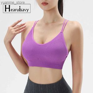 Yoga Tenues Ribbing Sexy Sports Bra Push Up Gym Top Femmes Running Yoga Bra Stretch Women Tocoping Workout Underwear Fitness Fitness Clothes Yoga Y240410