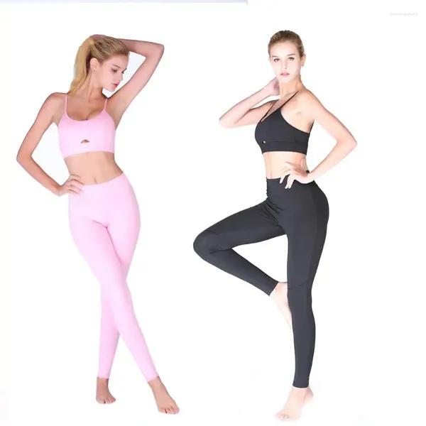 Trajes de yoga Sexy Camisole Sports Set Mujeres Fitness Ropa Mujer Gimnasio Leggings Acolchado Push Up Strappy Bra Trajes