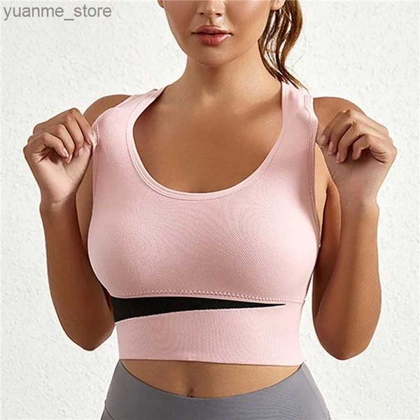 Yoga Tenues Sexy Womens Sports Bra Plus taille Crop Top Patch Work Underwear Push Up Cotton Fitness Top sans bracele
