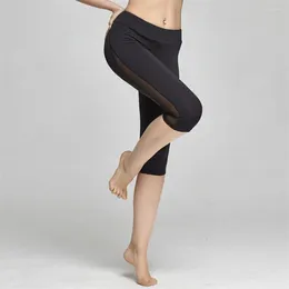 Tenues de yoga Couture du net fil extensible pantalons hauts hauts Sports Running Capri-Pants femmes Legging de fitness