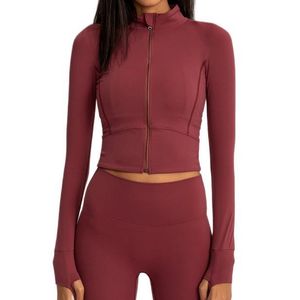 Al Yoga Tenues Serré Élastique Respirant Zip Cardigan 4 Couleurs En Nylon Designer Veste Fitness Gym Vêtements D'entraînement Sweat À Manches Longues Hauts Sport Joggers pour Femmes