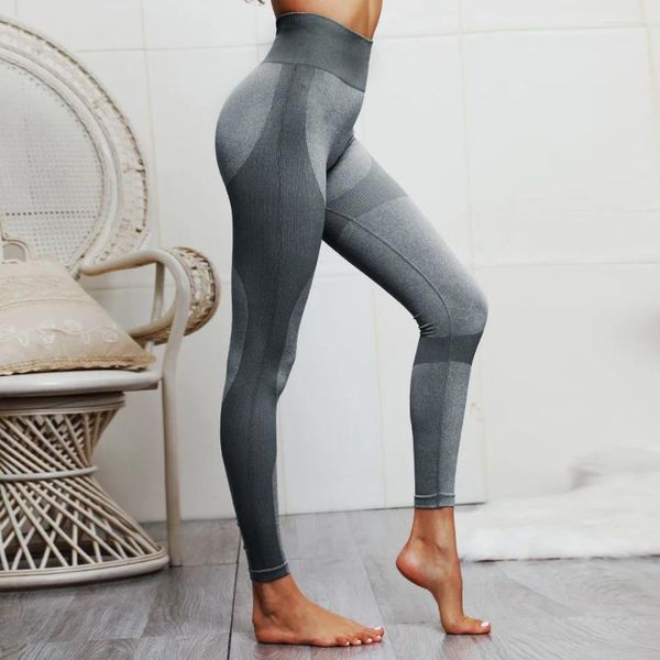 Trajes de yoga Pantalones de fitness ajustados Pantalones sin costuras flacos Ropa deportiva Mujeres Cintura alta Trotar Gimnasio Push Up Leggings elásticos