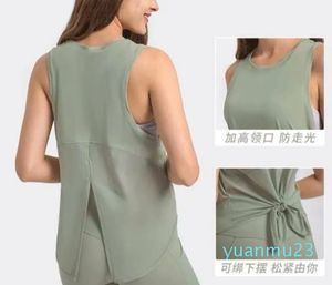 Tenues de yoga Gilet T-shirt Femmes Débardeurs Split Bow Retour Fitness Courir Mode Sangle Chemise Séchage Rapide Respirant