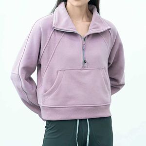 Tenues de yoga Femmes Sweats à capuche Runing Veste Dames Sport Demi-Zip Sweat épais Lâche Style Court Manteau Sportwear megogh-15 CXG91112