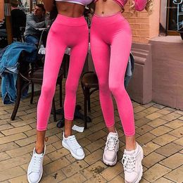Yoga Tenues Fitness Fitness Fitness Fitness Fitness Pantalons Sports Pink Leggings Femmes Long pantalon Pantalon
