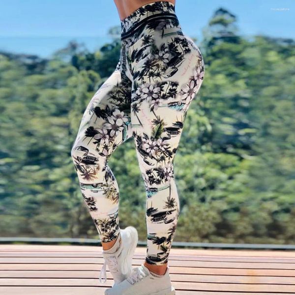 Trajes de yoga Pantalones para mujeres 2024 Leggaciones de estampado de flores Fitness Sports Running Athletic Wear entrenamiento para