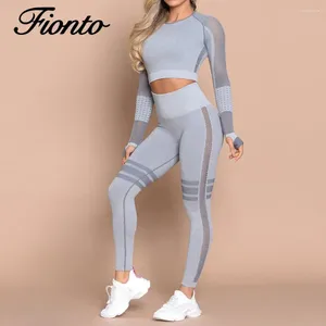 Yoga Tenfits Femme Solide Solide Solide Long Hollow Fitness Fitness Lagging Leggings Sports Tops Bra serré