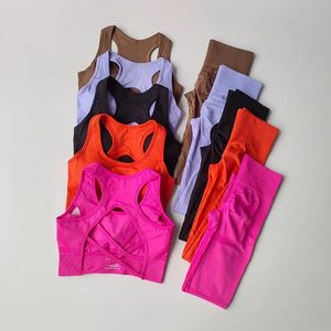 Roupas de yoga roupas esportivas femininas fitness yoga conjunto sutiã esportivo + cintura alta perna roupas de ginástica sem costura 231216