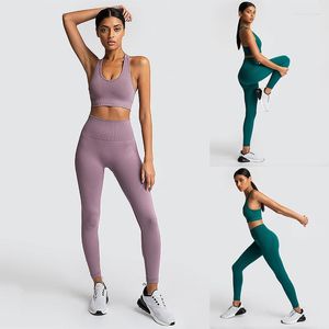 Yoga -outfits Damessportkleding Gevotte naadloze gebreide Sport Brapants Set strakke stretch Sports Fitness Clothing Tracksuit voor vrouwen